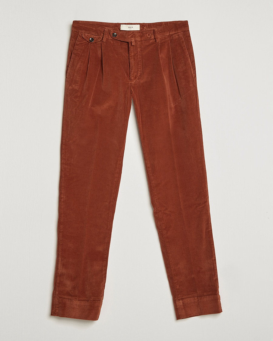 Uomini | Pantaloni | Briglia 1949 | Easy Fit Corduroy Trousers Rust Red