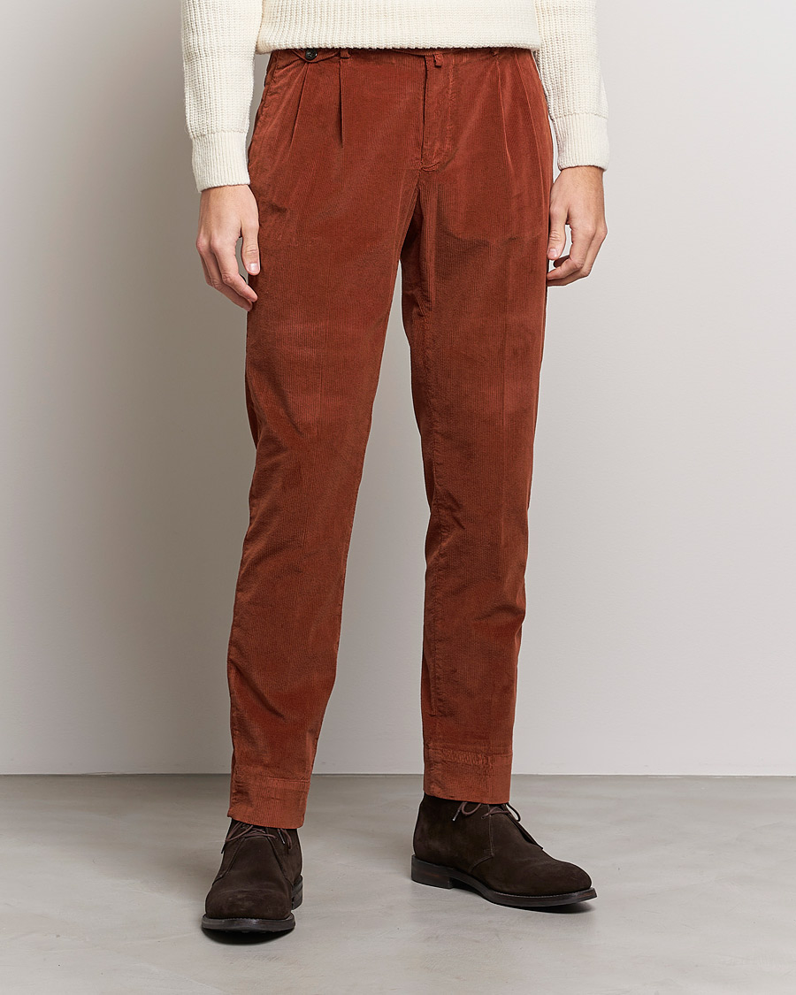 Uomini | Pantaloni | Briglia 1949 | Easy Fit Corduroy Trousers Rust Red