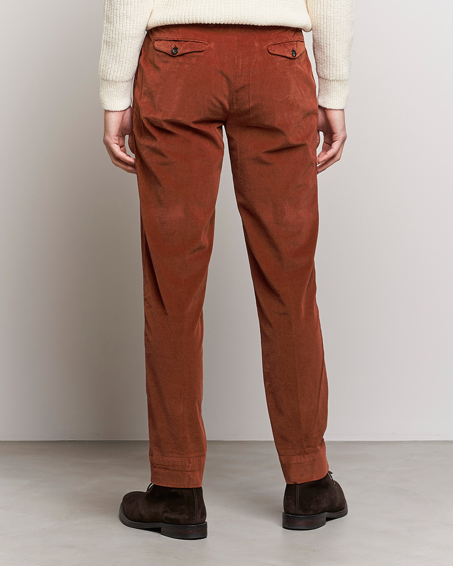 Uomini | Pantaloni | Briglia 1949 | Easy Fit Corduroy Trousers Rust Red