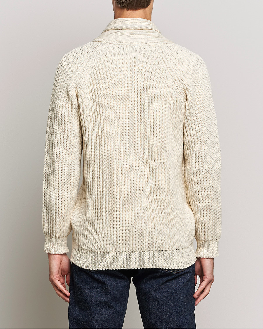 Uomini | Maglieria | Peregrine | Wilkinson Ribbed Wool Cardigan Cream