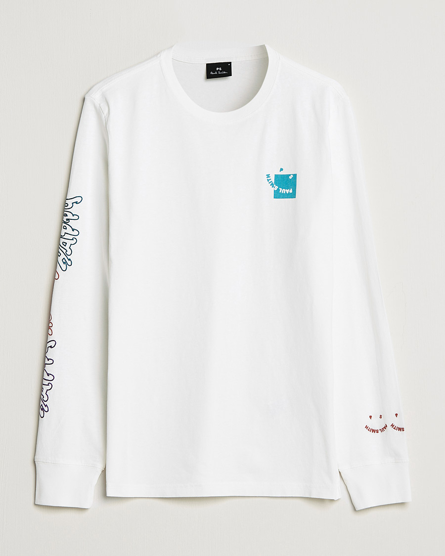 Uomini | T-shirt | PS Paul Smith | Happy Face Long Sleeve T-Shirt White