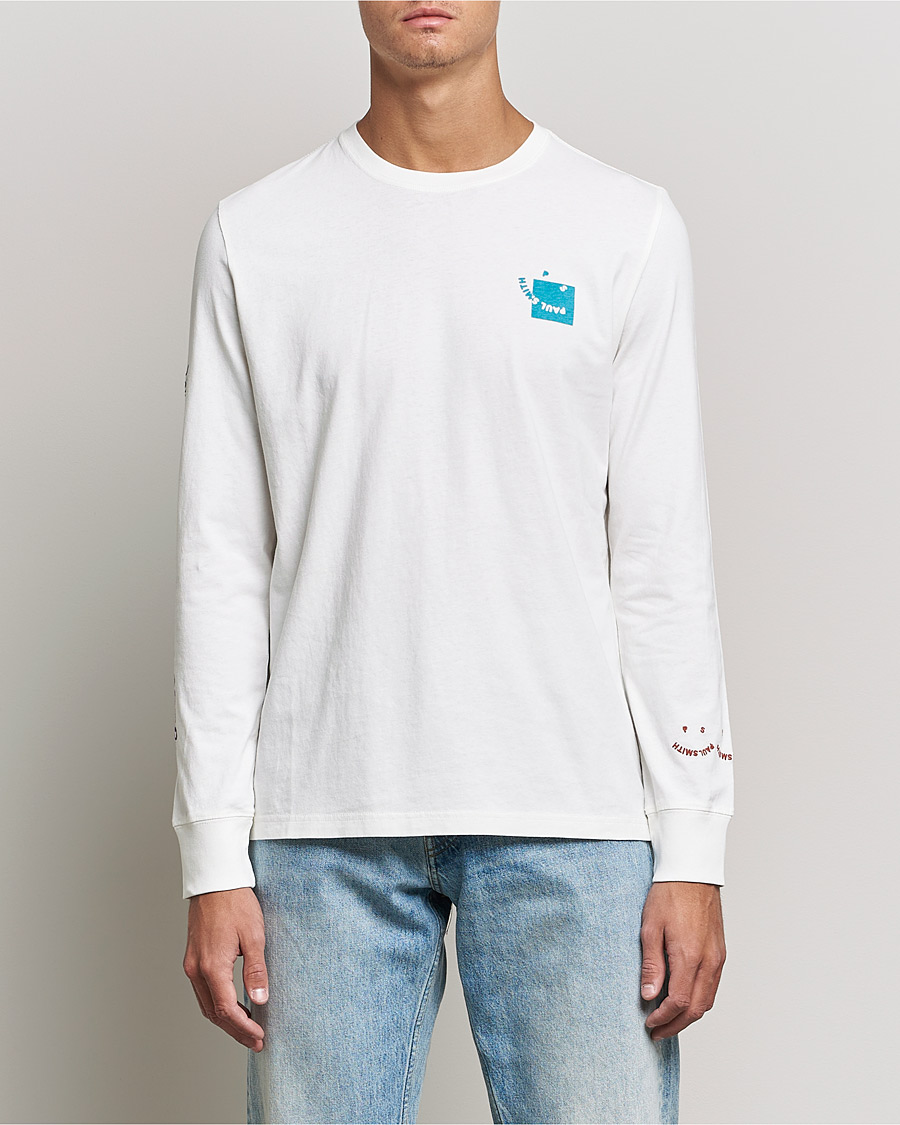 Uomini | T-shirt | PS Paul Smith | Happy Face Long Sleeve T-Shirt White