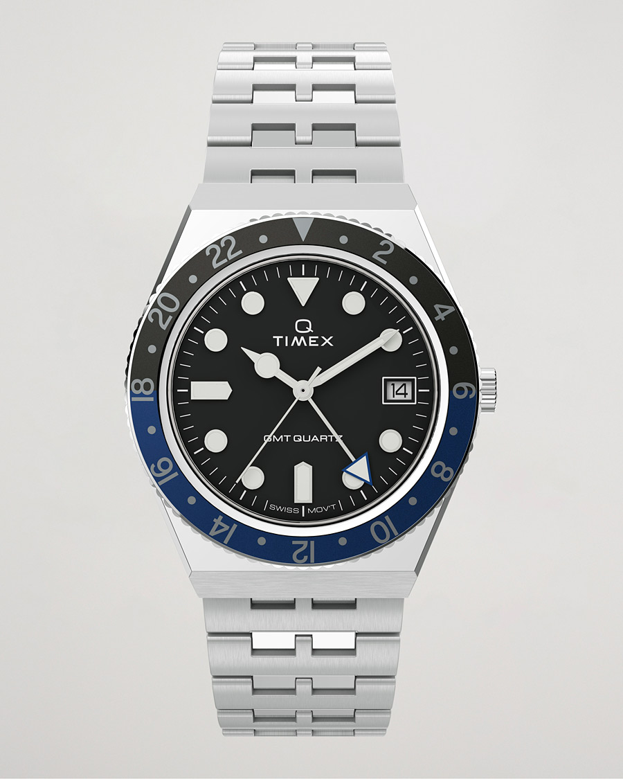 Uomini | Timex Q Diver GMT 38mm Black/Blue | Timex | Q Diver GMT 38mm Black/Blue