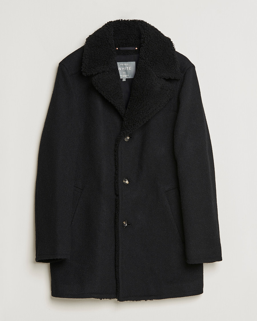 Uomini | Giacche | Private White V.C. | The Shearling Car Coat Navy