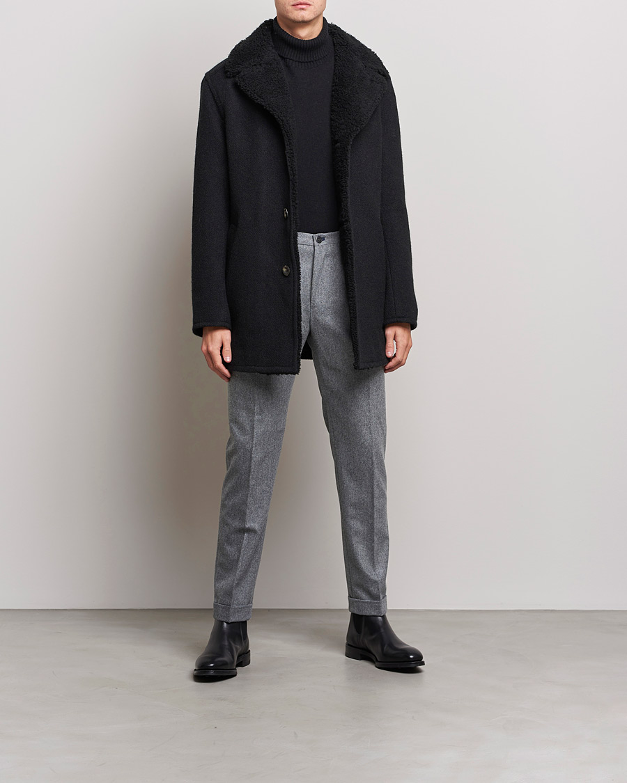 Uomini | Giacche | Private White V.C. | The Shearling Car Coat Navy