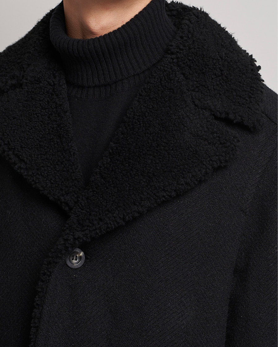 Uomini | Giacche | Private White V.C. | The Shearling Car Coat Navy