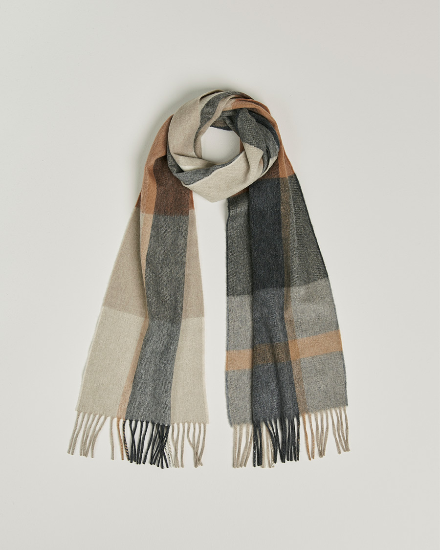 Uomini | Begg & Co Vale Sitwell Lambswool/Cashmere Scarf Charcoal Natural | Begg & Co | Vale Sitwell Lambswool/Cashmere Scarf Charcoal Natural