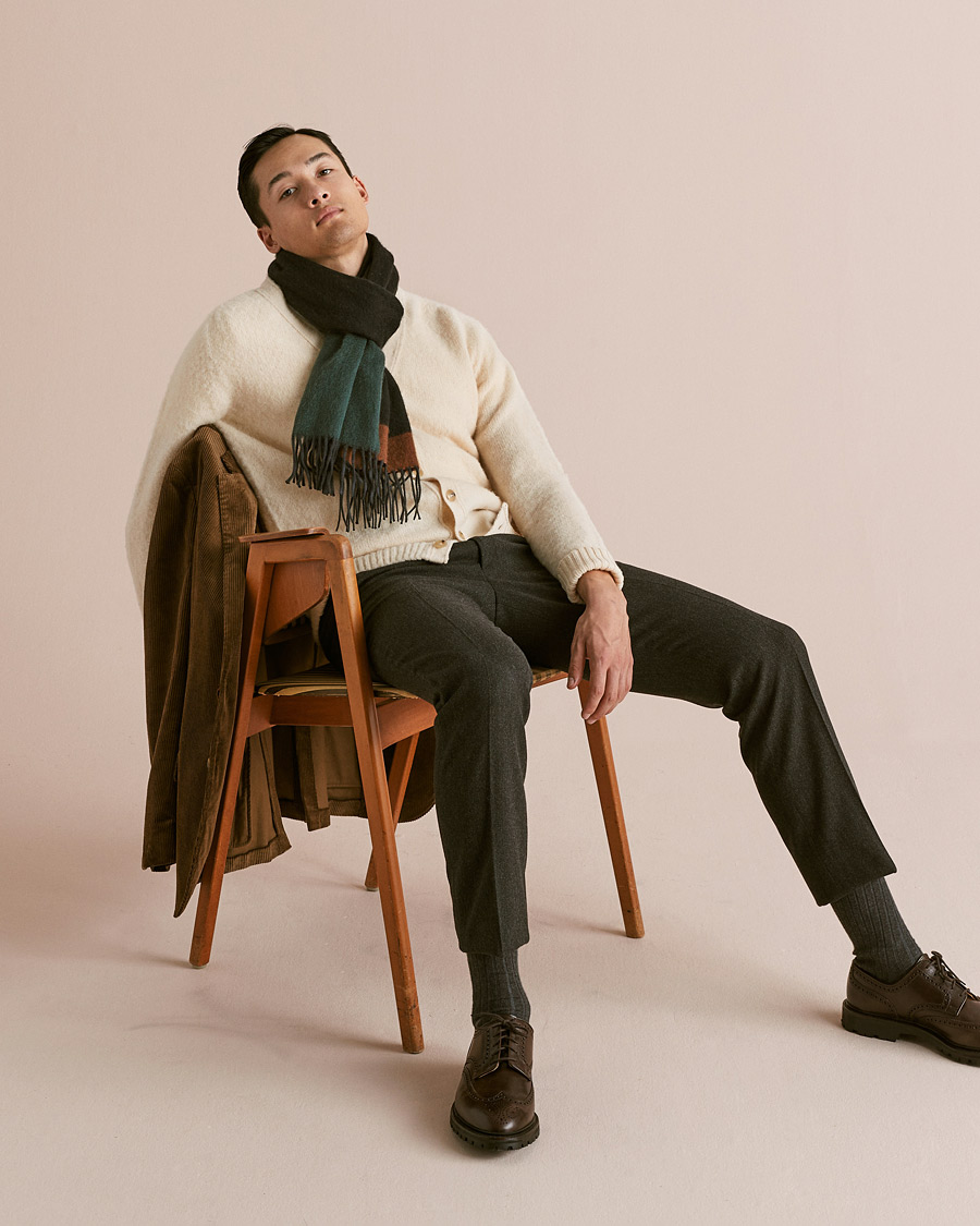 Uomini | Begg & Co Arran Cashmere Scarf Slate Green | Begg & Co | Arran Cashmere Scarf Slate Green