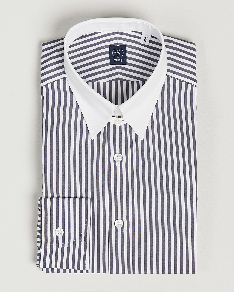 Uomini | Camicie | Beams F | Tab Collar Dress Shirt Grey/White