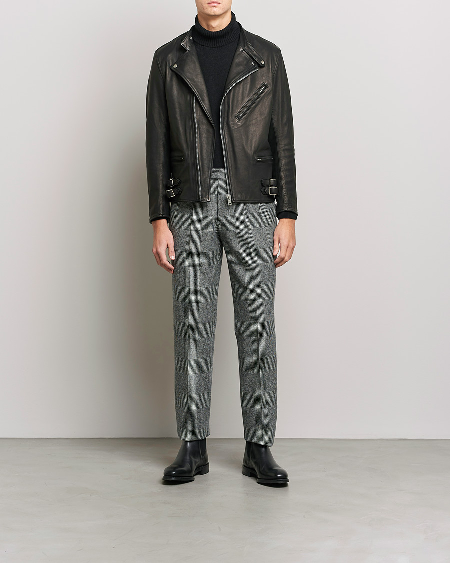 Uomini | Pantaloni | Beams F | Pleated Flannel Trousers Grey Check