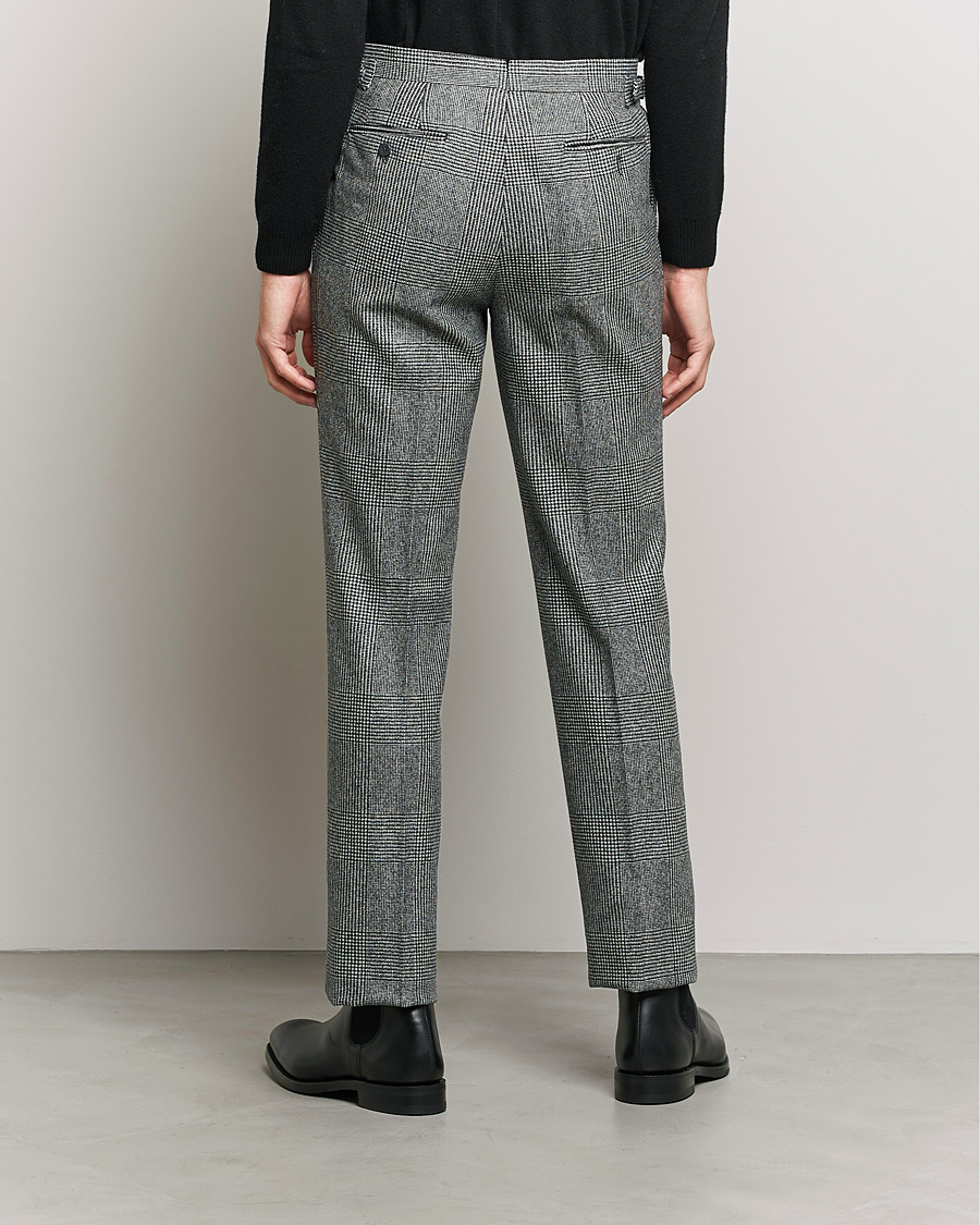 Uomini | Pantaloni | Beams F | Pleated Flannel Trousers Grey Check