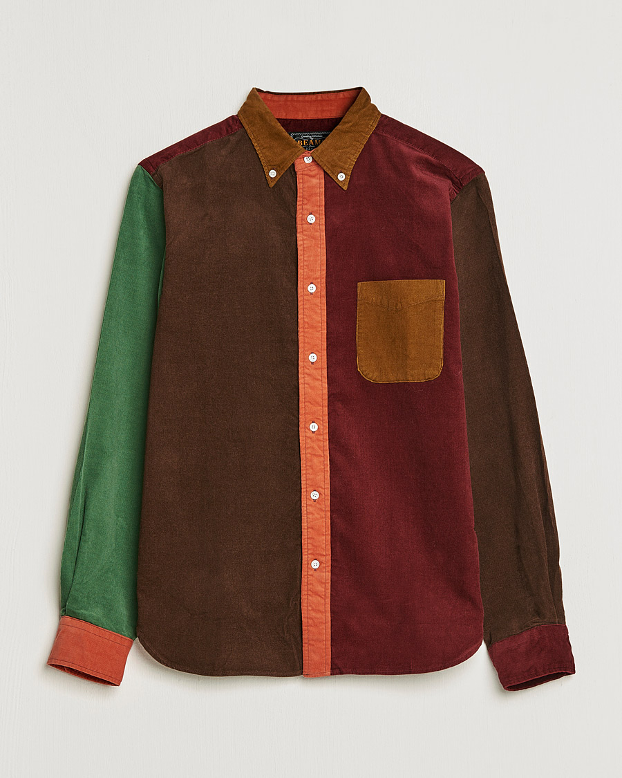Uomini | Camicie | BEAMS PLUS | Corduroy Panel Button Down Shirt Golden Brown