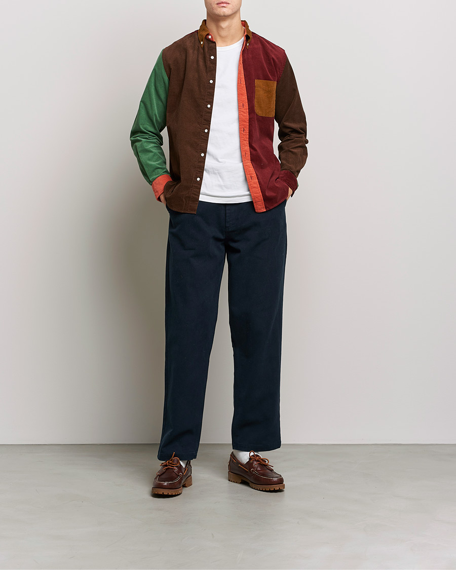Uomini | Camicie | BEAMS PLUS | Corduroy Panel Button Down Shirt Golden Brown