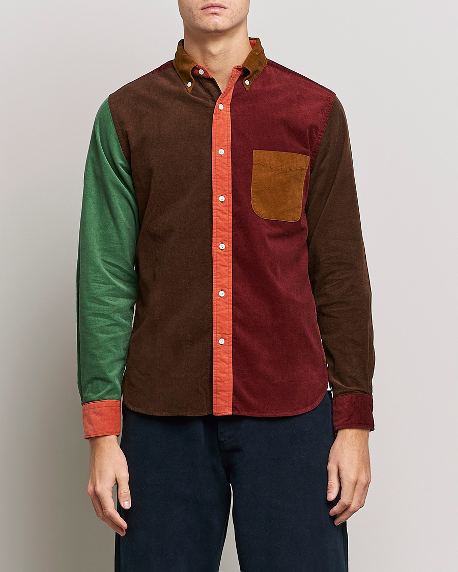 Uomini | Camicie | BEAMS PLUS | Corduroy Panel Button Down Shirt Golden Brown