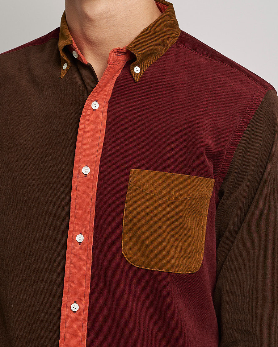 Uomini | Camicie | BEAMS PLUS | Corduroy Panel Button Down Shirt Golden Brown