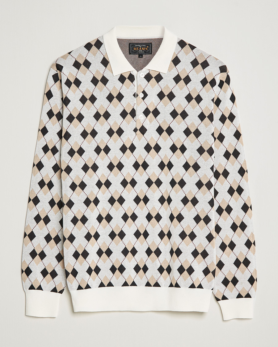 Uomini | Maglieria | BEAMS PLUS | Argyle Knitted Polo Off White