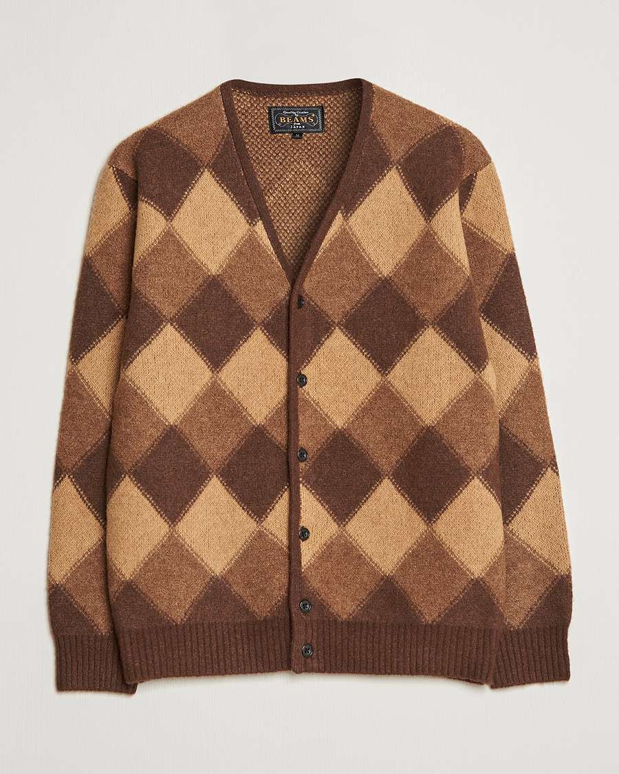 Uomini | Maglieria | BEAMS PLUS | Argyle Jacquard Cardigan Brown 