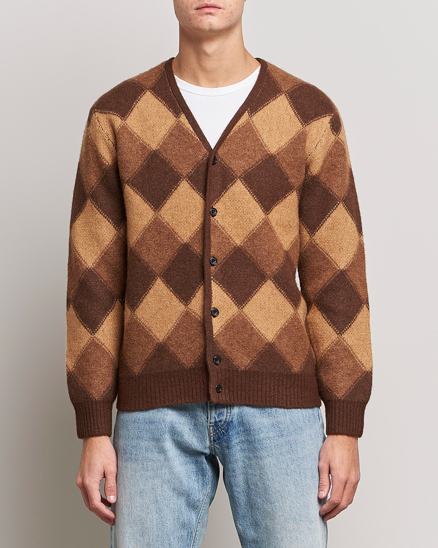 Uomini | Maglieria | BEAMS PLUS | Argyle Jacquard Cardigan Brown 