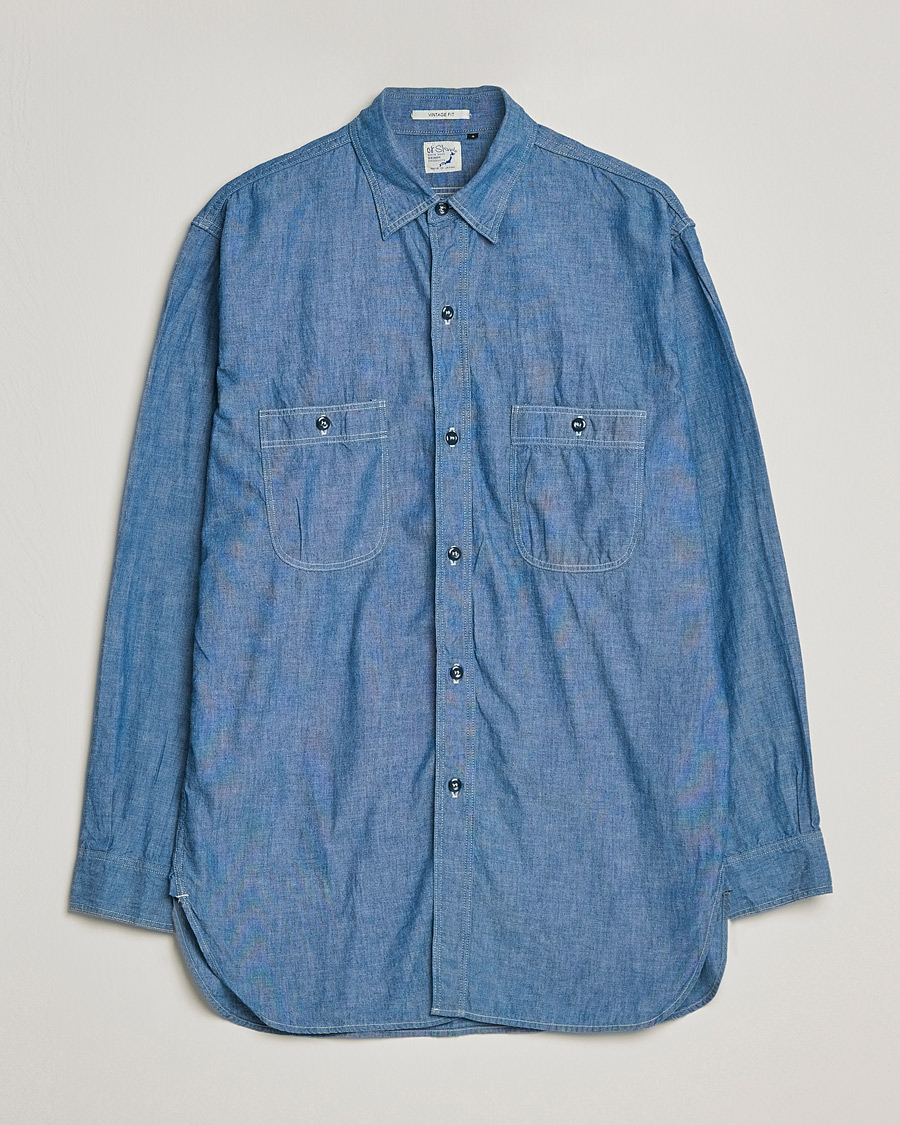 Uomini | Camicie | orSlow | Chambray Work Shirt Light Blue