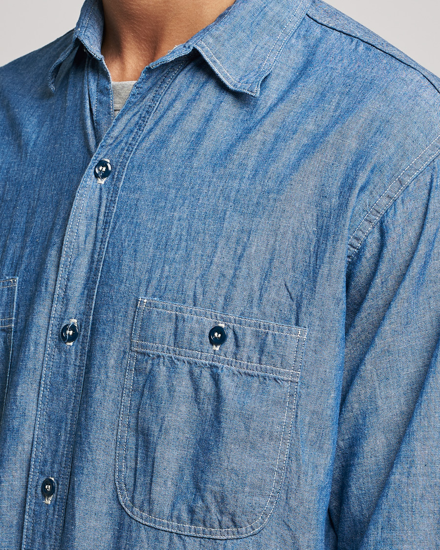 Uomini | Camicie | orSlow | Chambray Work Shirt Light Blue