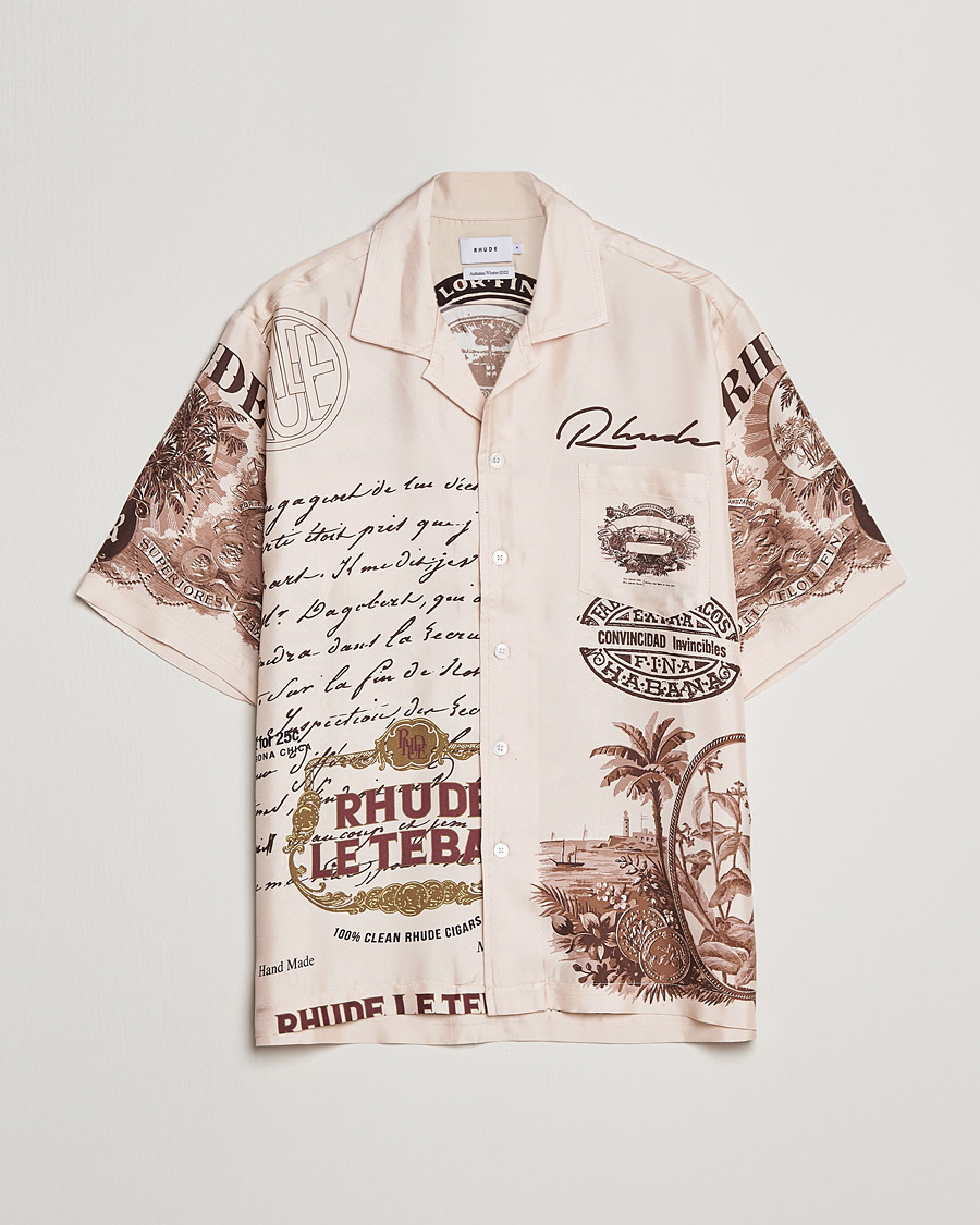 Uomini | Camicie | Rhude | Silk Cigar Short Sleeve Shirt Brown/Cream