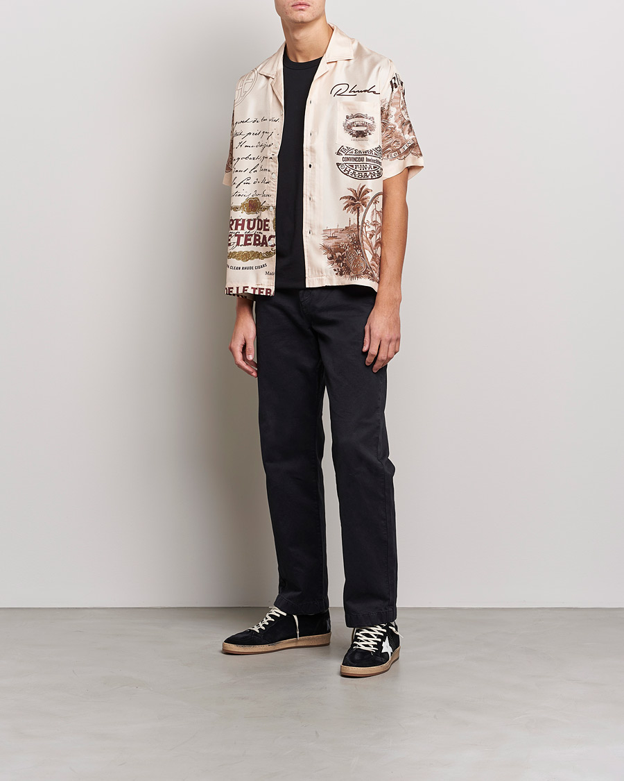 Uomini | Camicie | Rhude | Silk Cigar Short Sleeve Shirt Brown/Cream