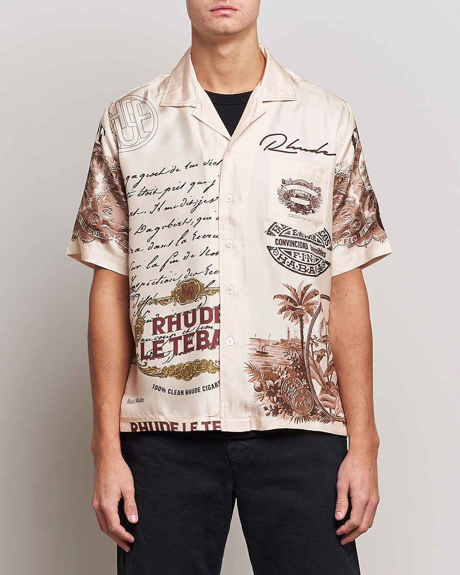 Uomini | Camicie | Rhude | Silk Cigar Short Sleeve Shirt Brown/Cream