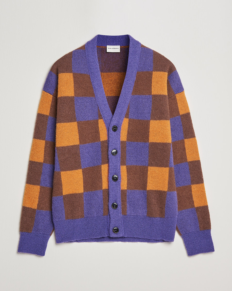 Uomini | Maglieria | Drôle de Monsieur | Le Cardigan Mohair Purple/Orange