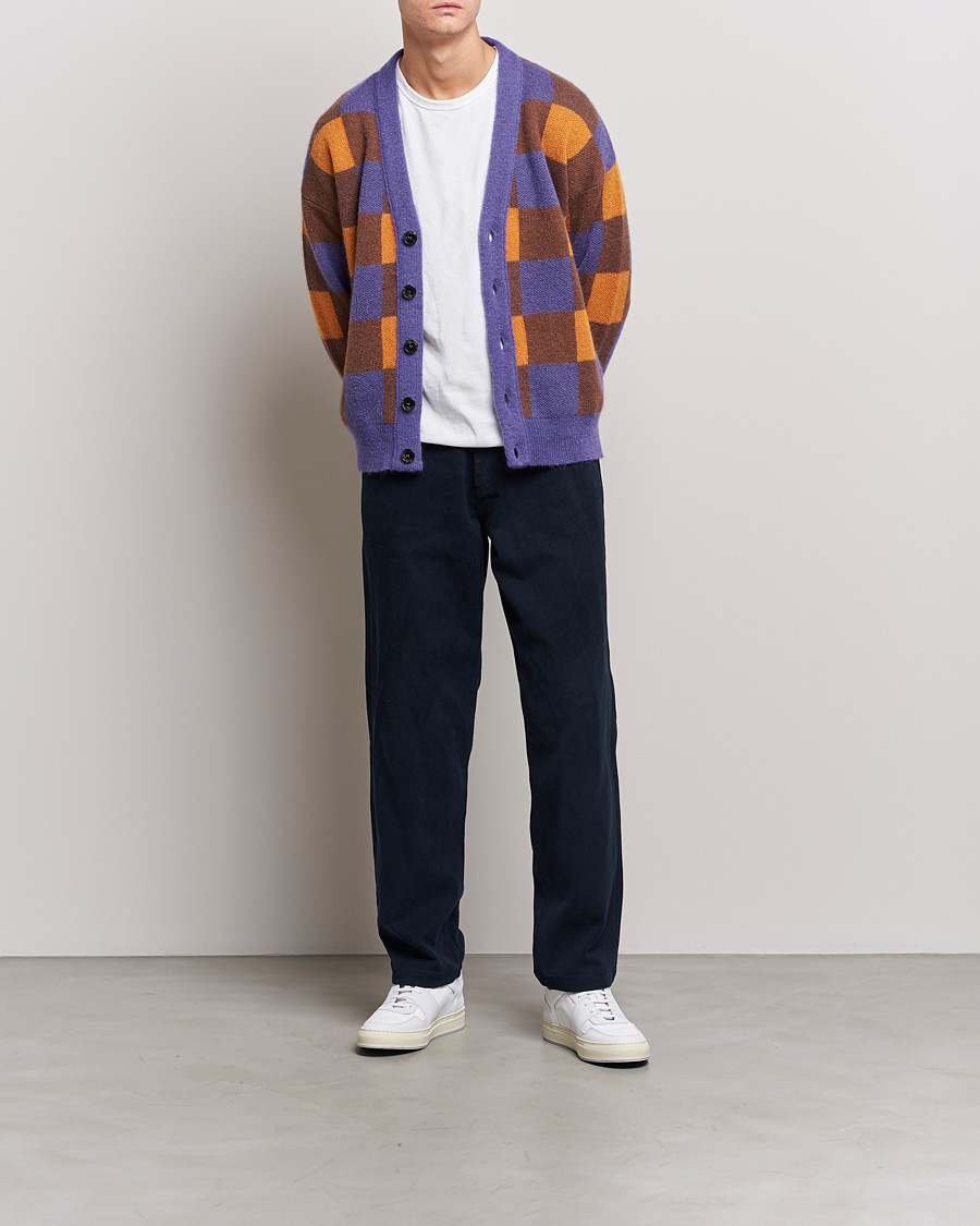 Uomini | Maglieria | Drôle de Monsieur | Le Cardigan Mohair Purple/Orange