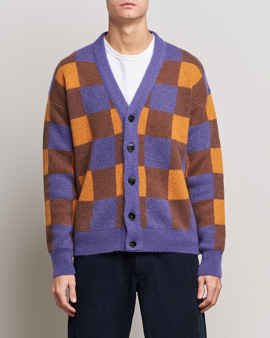 Uomini | Maglieria | Drôle de Monsieur | Le Cardigan Mohair Purple/Orange