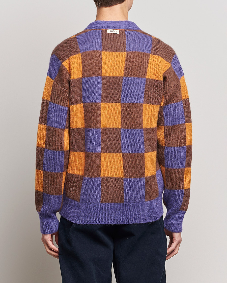 Uomini | Maglieria | Drôle de Monsieur | Le Cardigan Mohair Purple/Orange