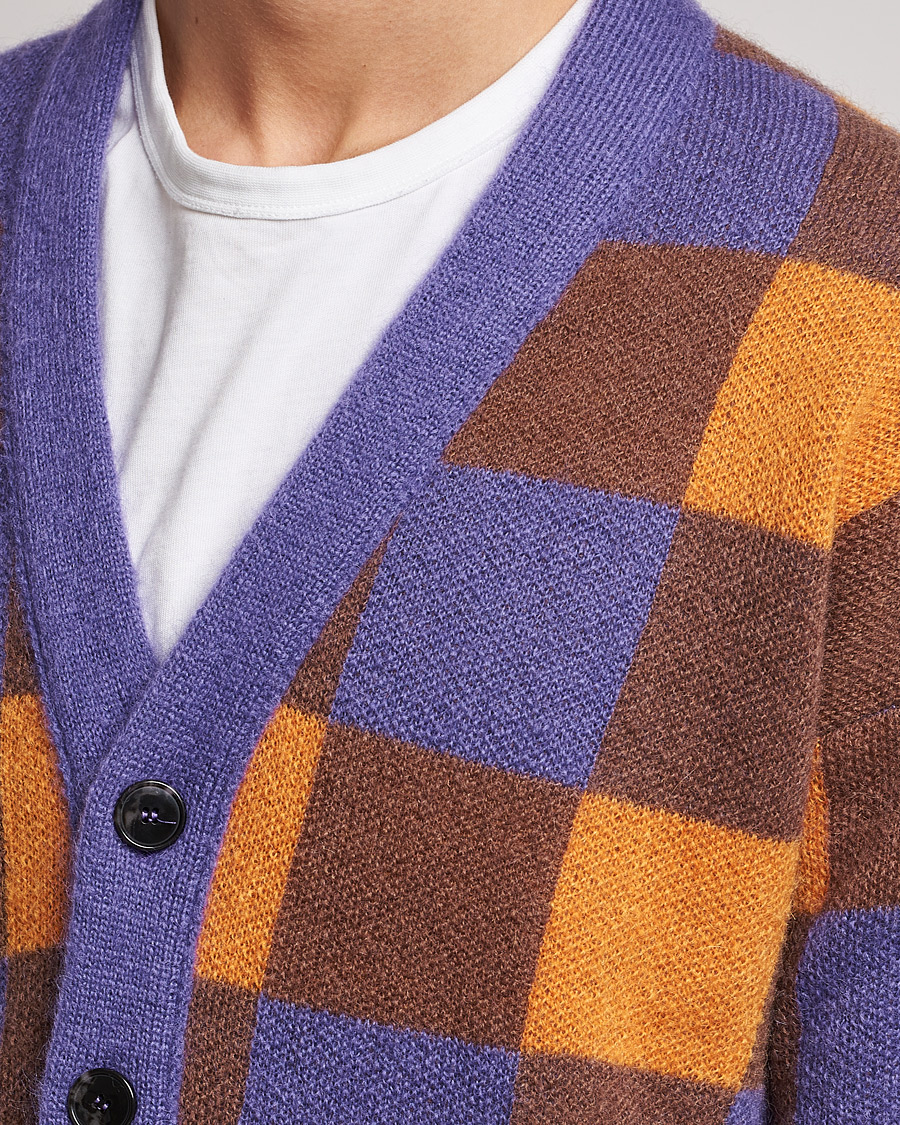 Uomini | Maglieria | Drôle de Monsieur | Le Cardigan Mohair Purple/Orange