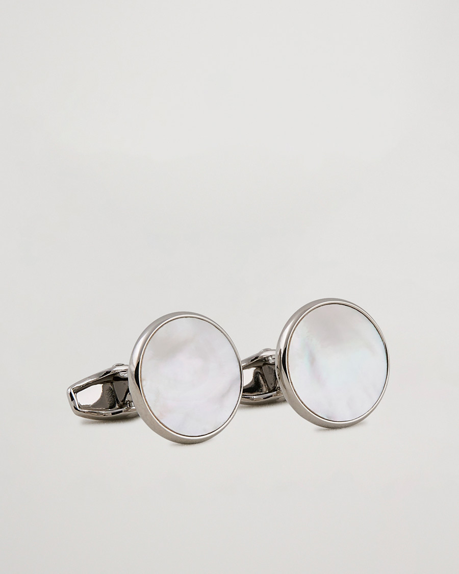 Uomini | Gemelli | Amanda Christensen | Cufflink & Shirt Studs Set White/Silver