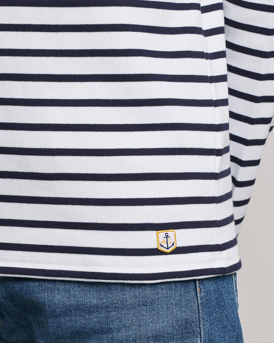Uomini | T-shirt | Armor-lux | Houat Héritage Stripe Long Sleeve T-Shirt White/Navy