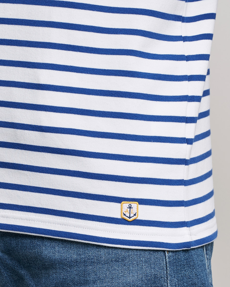 Uomini | T-shirt | Armor-lux | Houat Héritage Stripe Long Sleeve T-Shirt White/Blue