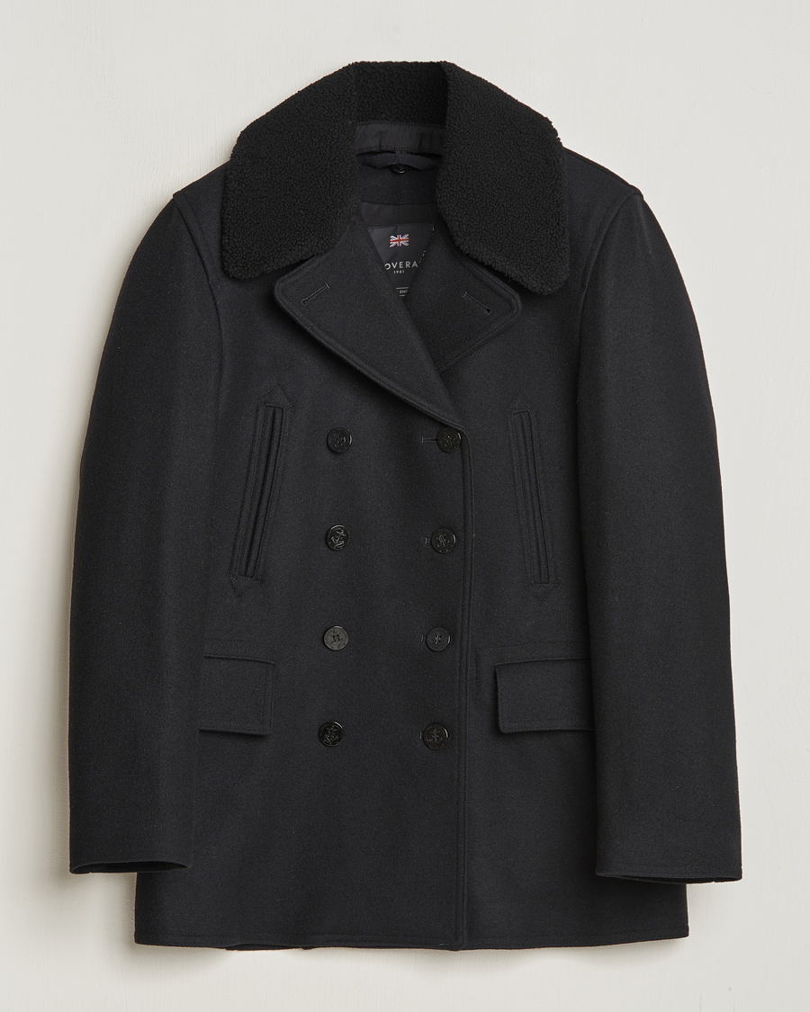 Uomini | Giacche | Gloverall | Churchill Reefer Shearling Peacoat Black
