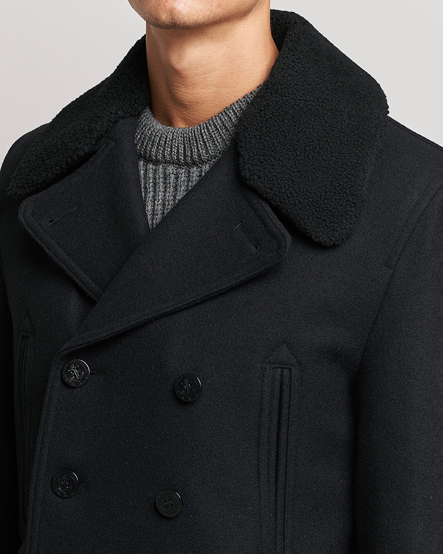 Uomini | Giacche | Gloverall | Churchill Reefer Shearling Peacoat Black