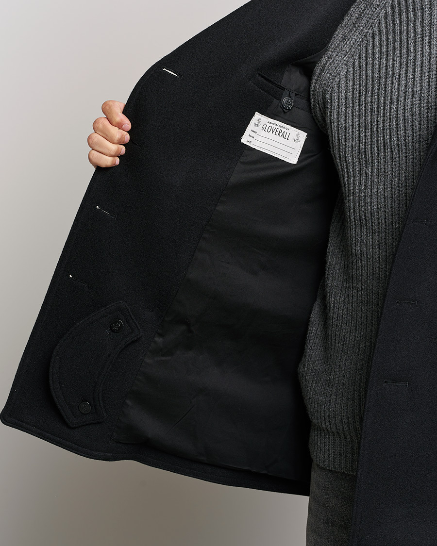 Uomini | Giacche | Gloverall | Churchill Reefer Shearling Peacoat Black