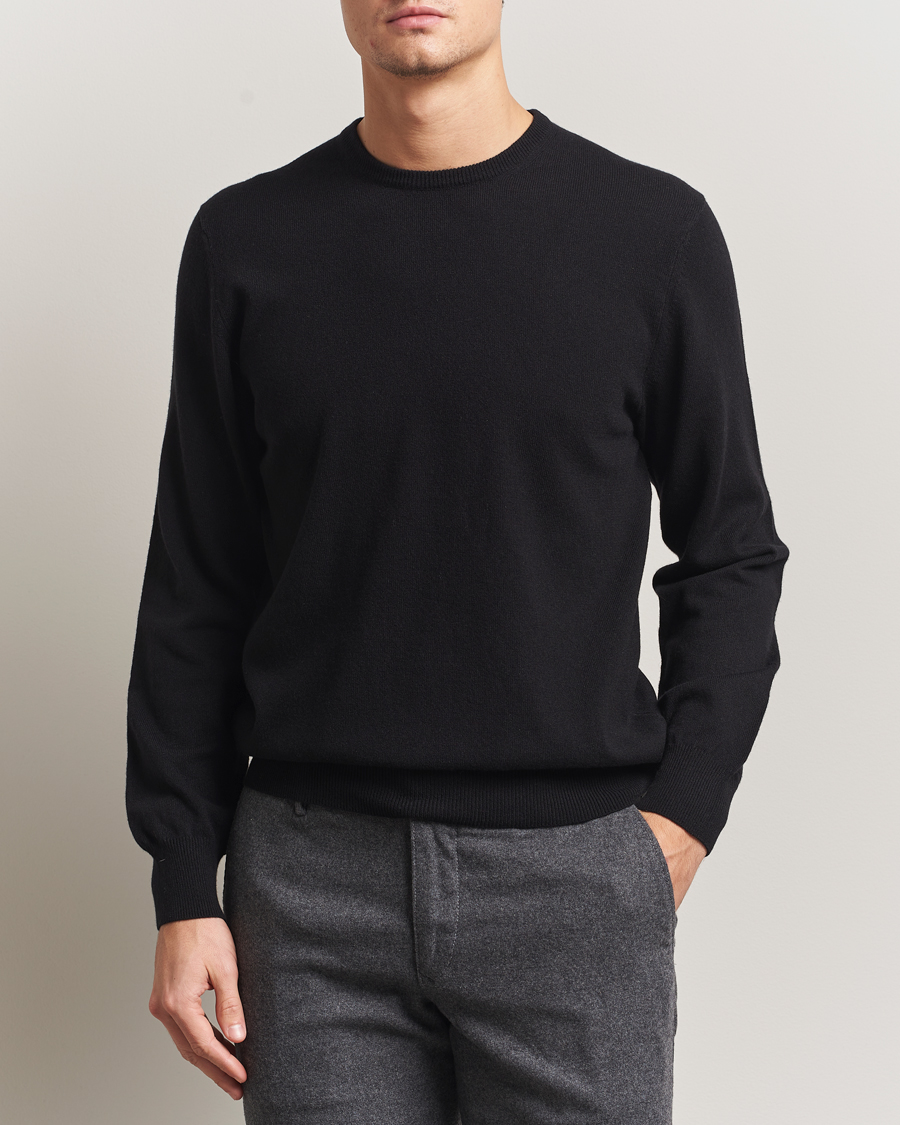 Uomini | Maglieria | Piacenza Cashmere | Cashmere Crew Neck Sweater Black