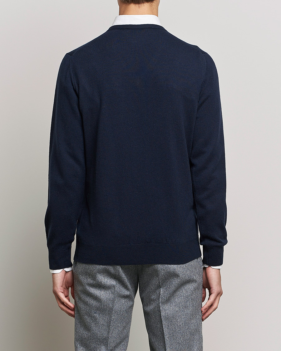 Uomini | Maglieria | Piacenza Cashmere | Cashmere V Neck Sweater Navy