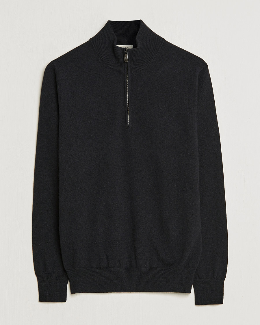 Uomini | Maglieria | Piacenza Cashmere | Cashmere Half Zip Sweater Black