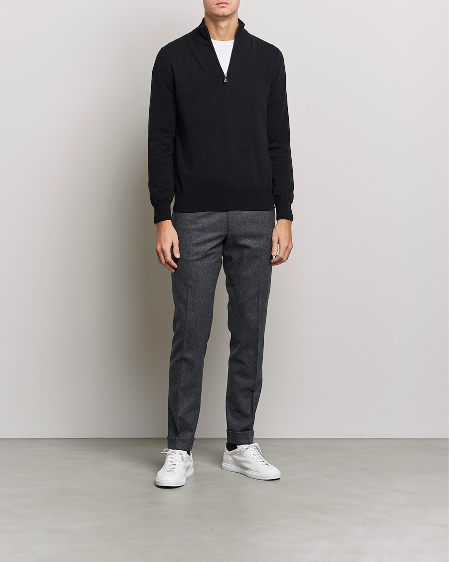 Uomini | Maglieria | Piacenza Cashmere | Cashmere Half Zip Sweater Black
