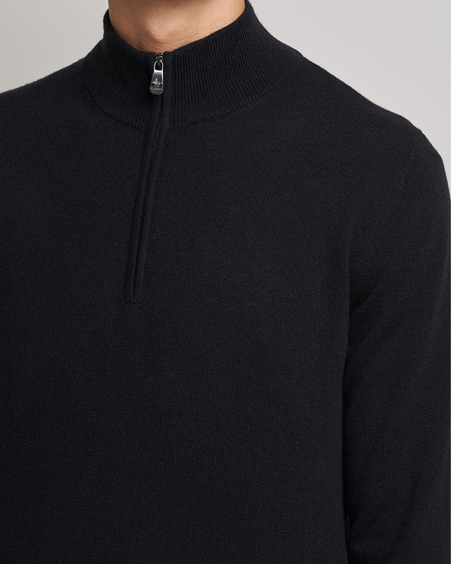 Uomini | Maglieria | Piacenza Cashmere | Cashmere Half Zip Sweater Black