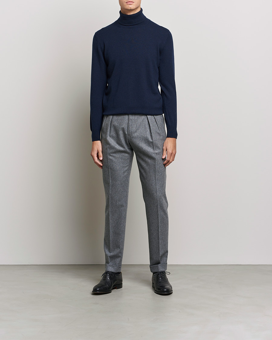 Uomini | Maglieria | Piacenza Cashmere | Cashmere Rollneck Sweater Navy