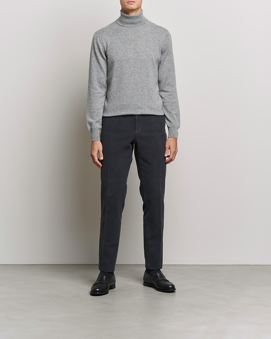 Uomini | Maglieria | Piacenza Cashmere | Cashmere Rollneck Sweater Light Grey