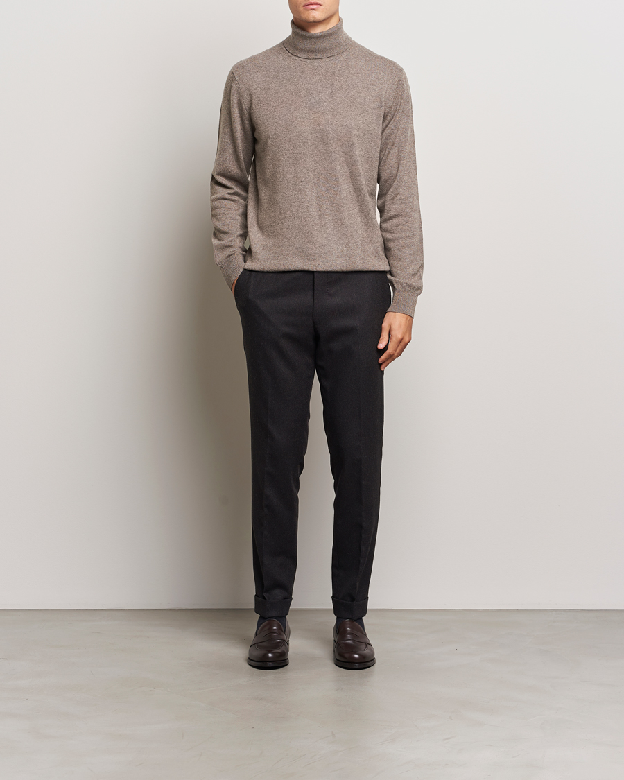 Uomini | Maglieria | Piacenza Cashmere | Cashmere Rollneck Sweater Brown