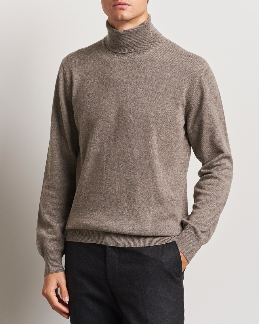 Uomini | Maglieria | Piacenza Cashmere | Cashmere Rollneck Sweater Brown