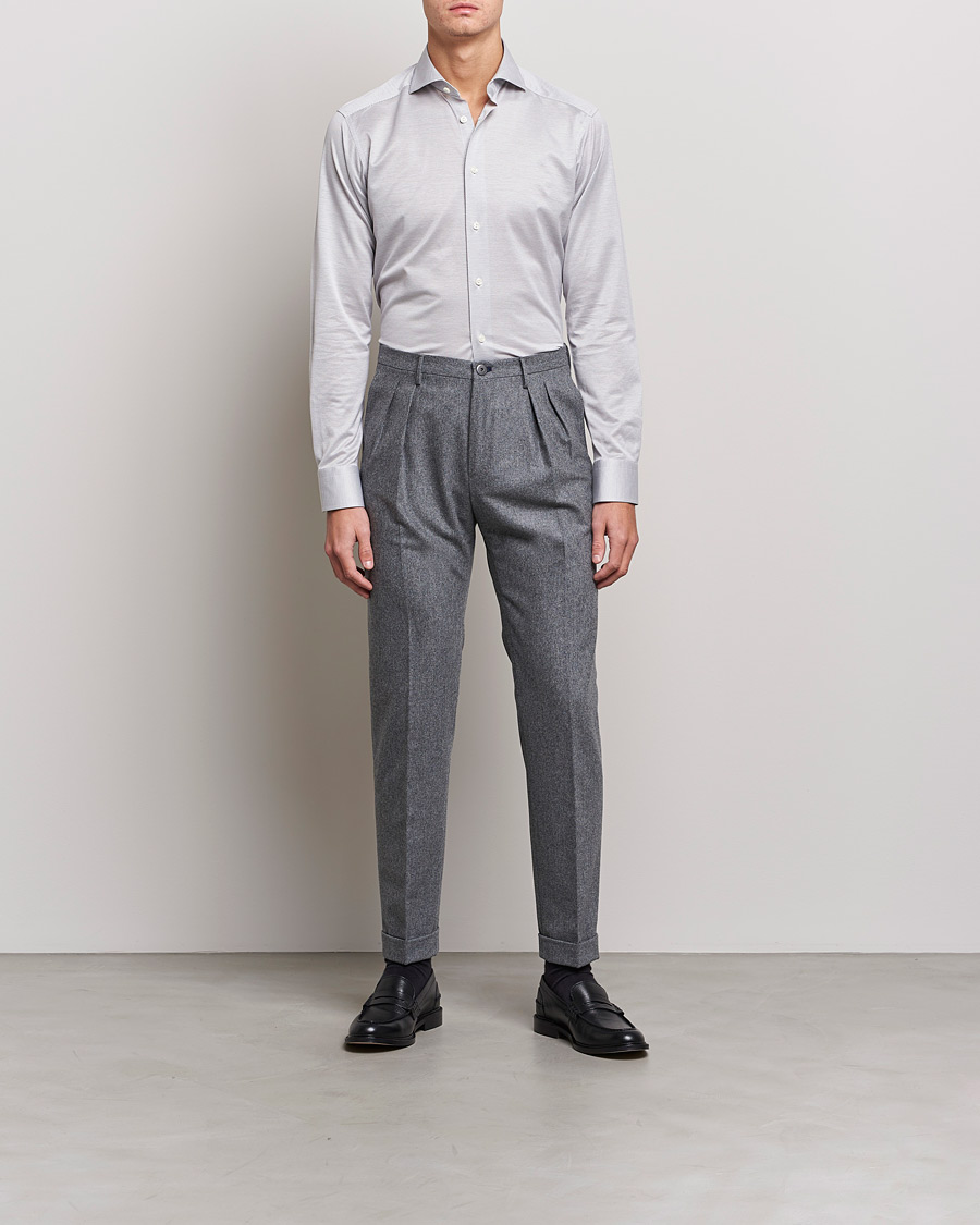 Uomini | Camicie | Eton | King Knit Filo Di Scozia Shirt Grey