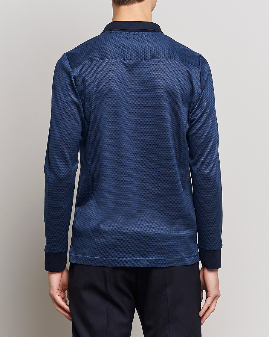 Uomini | Maglieria | Eton | Knit Jaquard Polo Shirt Blue