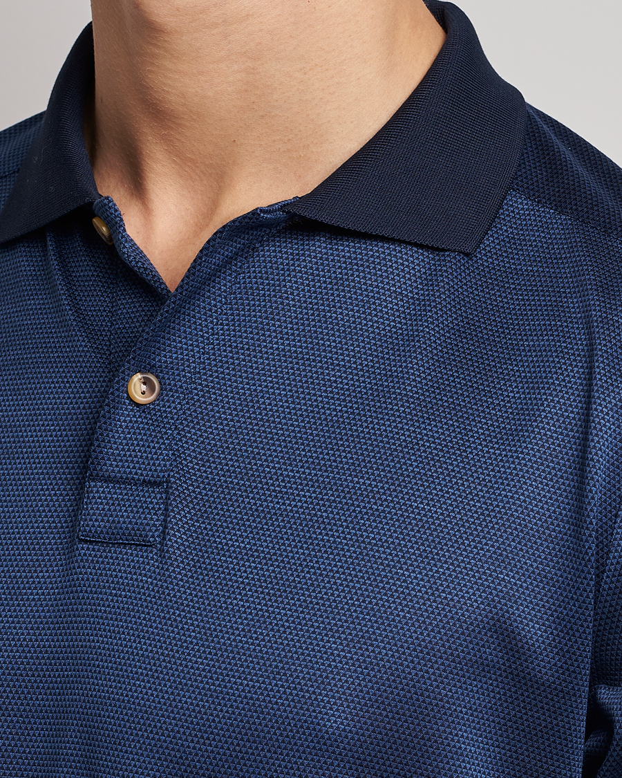 Uomini | Maglieria | Eton | Knit Jaquard Polo Shirt Blue
